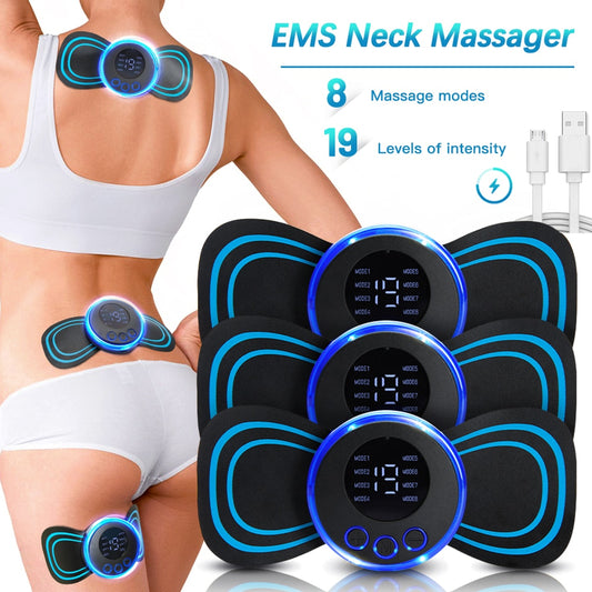 LCD Display EMS Neck Massage Electric Massager Cervical Neck